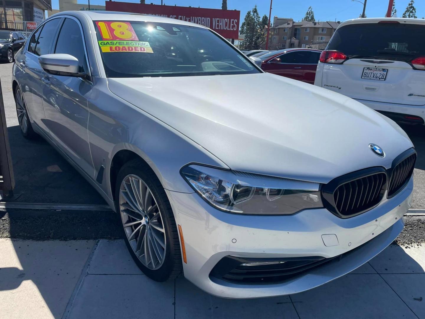 2018 SILVER /BLACK BMW 5-Series 530e iPerformance (WBAJA9C55JB) with an 2.0L L4 DOHC 16V TURBO HYBRID engine, 8A transmission, located at 744 E Miner Ave, Stockton, CA, 95202, (209) 944-5770, 37.956863, -121.282082 - Photo#0